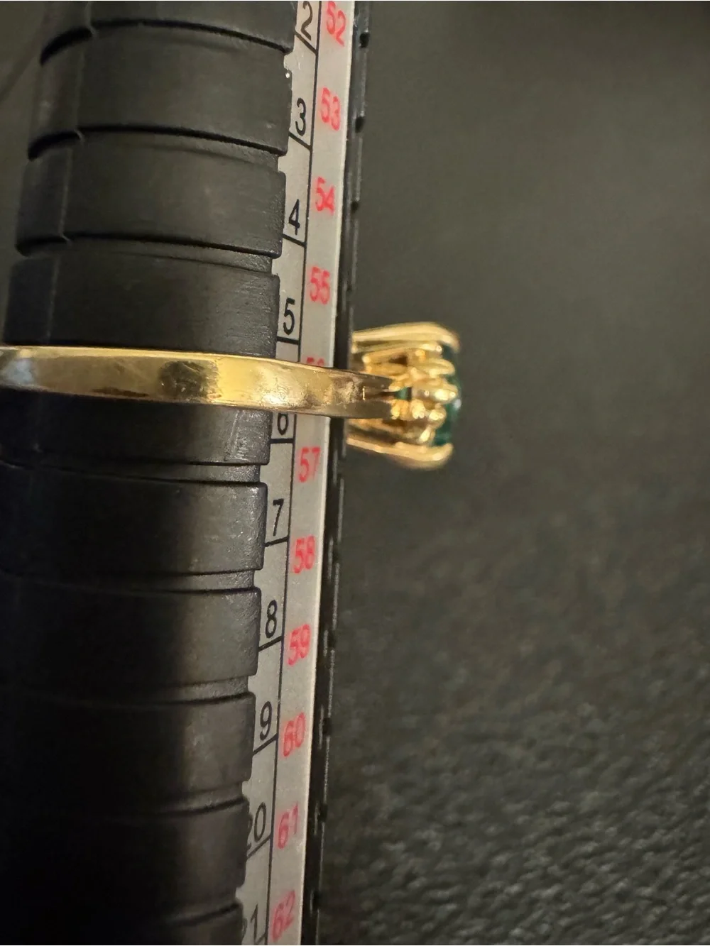 14kt Gold Emerald Ring with Baguette Side Diamonds